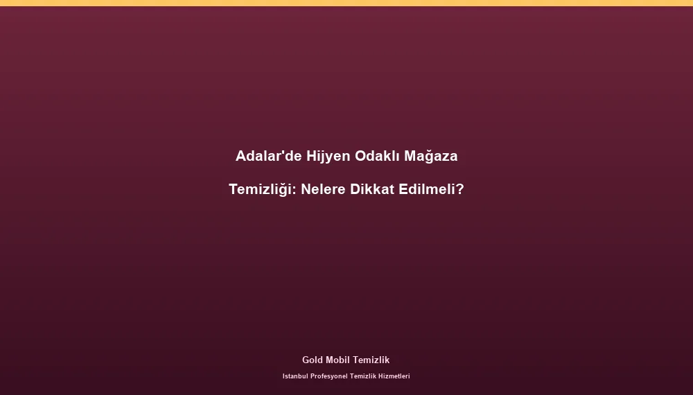 Adalar'de Hijyen Odaklı Mağaza Temizliği: Nelere Dikkat Edilmeli?