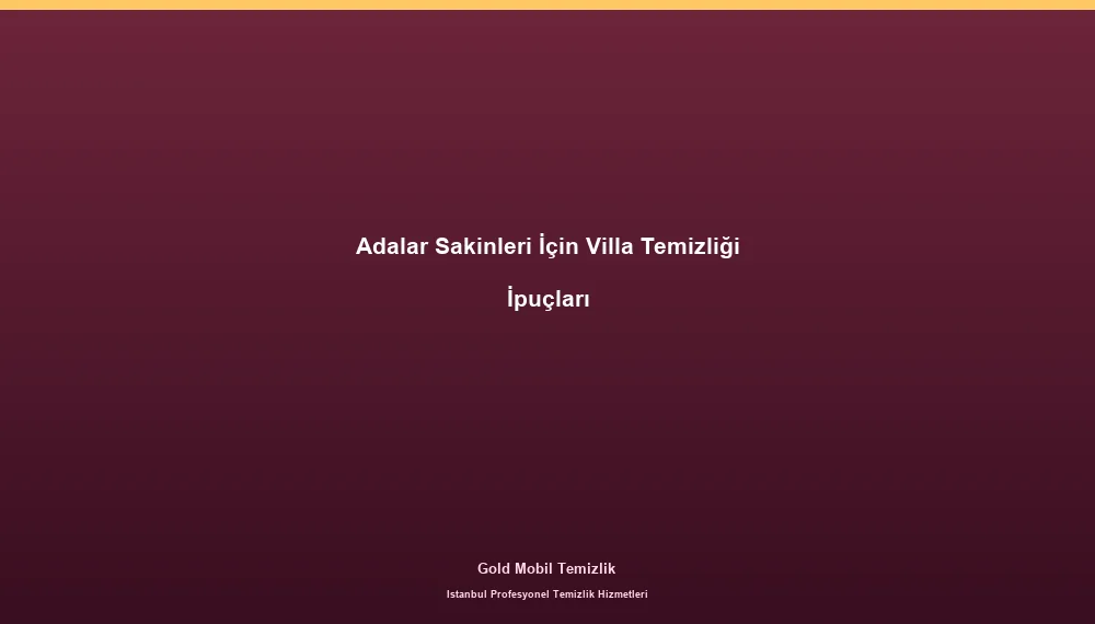 Adalar Sakinleri İçin Villa Temizliği İpuçları