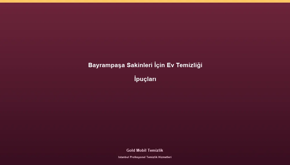 Bayrampaşa Sakinleri İçin Ev Temizliği İpuçları