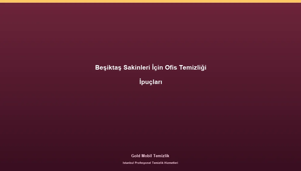 Beşiktaş Sakinleri İçin Ofis Temizliği İpuçları