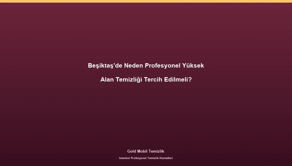 Beşiktaş'de Neden Profesyonel Yüksek Alan Temizliği Tercih Edilmeli?