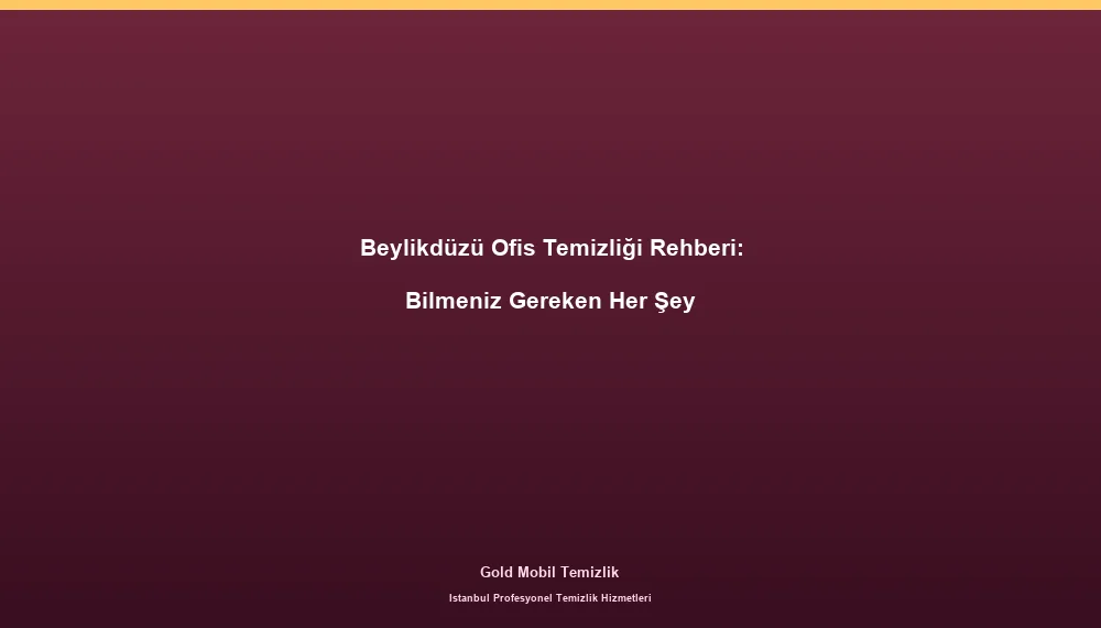 Beylikdüzü Ofis Temizliği Rehberi: Bilmeniz Gereken Her Şey