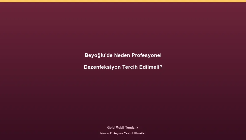 Beyoğlu'de Neden Profesyonel Dezenfeksiyon Tercih Edilmeli?