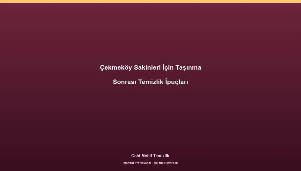 Çekmeköy Sakinleri İçin Taşınma Sonrası Temizlik İpuçları