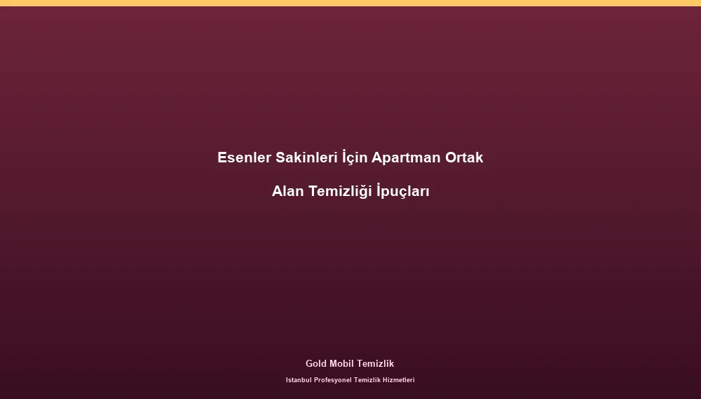 Esenler Sakinleri İçin Apartman Ortak Alan Temizliği İpuçları