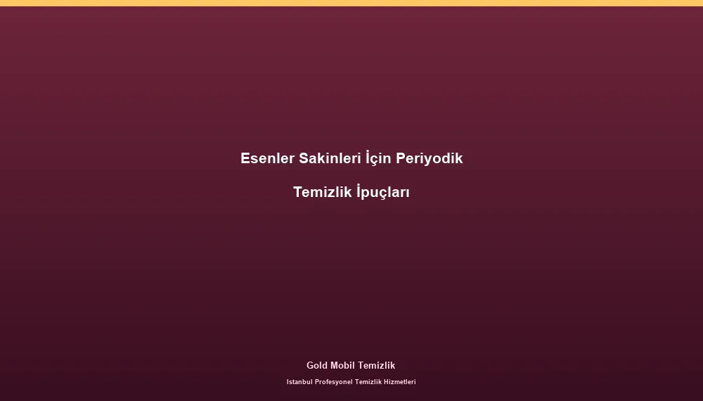 Esenler Sakinleri İçin Periyodik Temizlik İpuçları