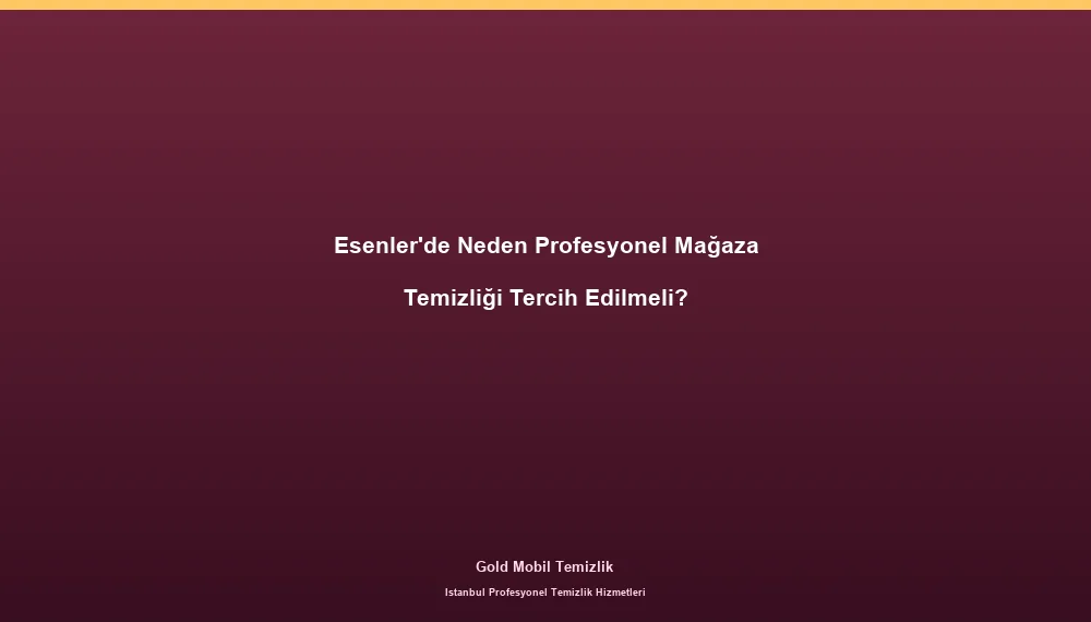 Esenler'de Neden Profesyonel Mağaza Temizliği Tercih Edilmeli?