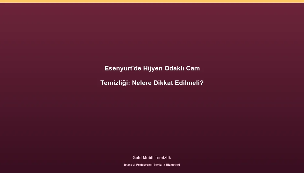 Esenyurt'de Hijyen Odaklı Cam Temizliği: Nelere Dikkat Edilmeli?
