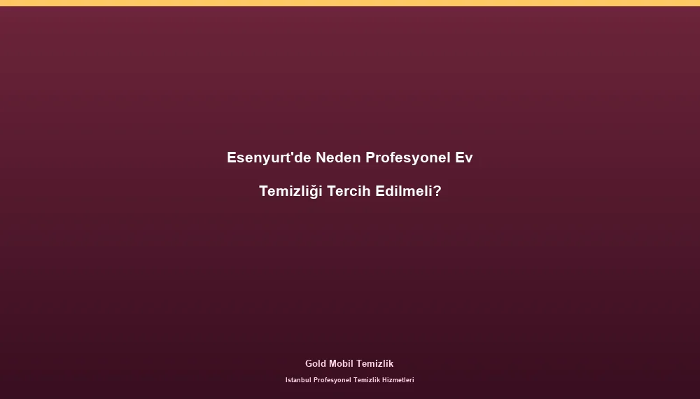 Esenyurt'de Neden Profesyonel Ev Temizliği Tercih Edilmeli?