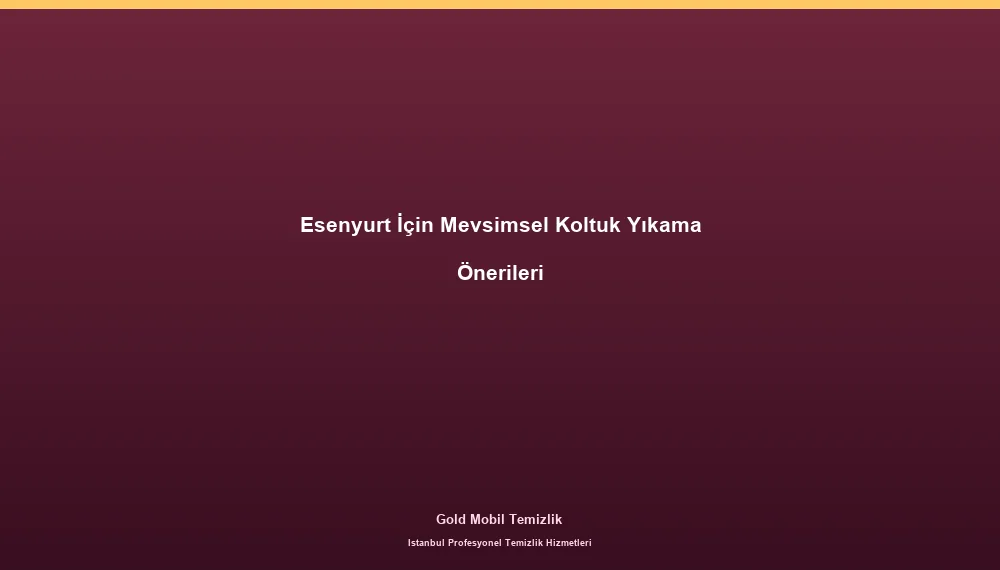 Esenyurt İçin Mevsimsel Koltuk Yıkama Önerileri