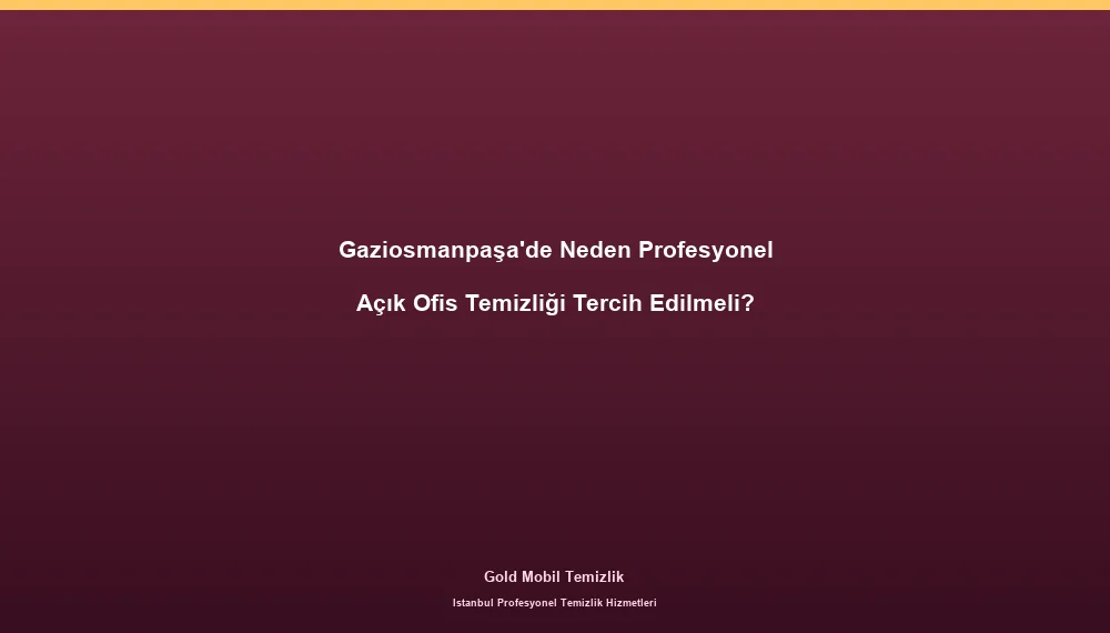 Gaziosmanpaşa'de Neden Profesyonel Açık Ofis Temizliği Tercih Edilmeli?