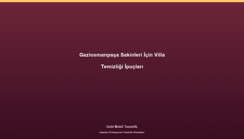 Gaziosmanpaşa Sakinleri İçin Villa Temizliği İpuçları
