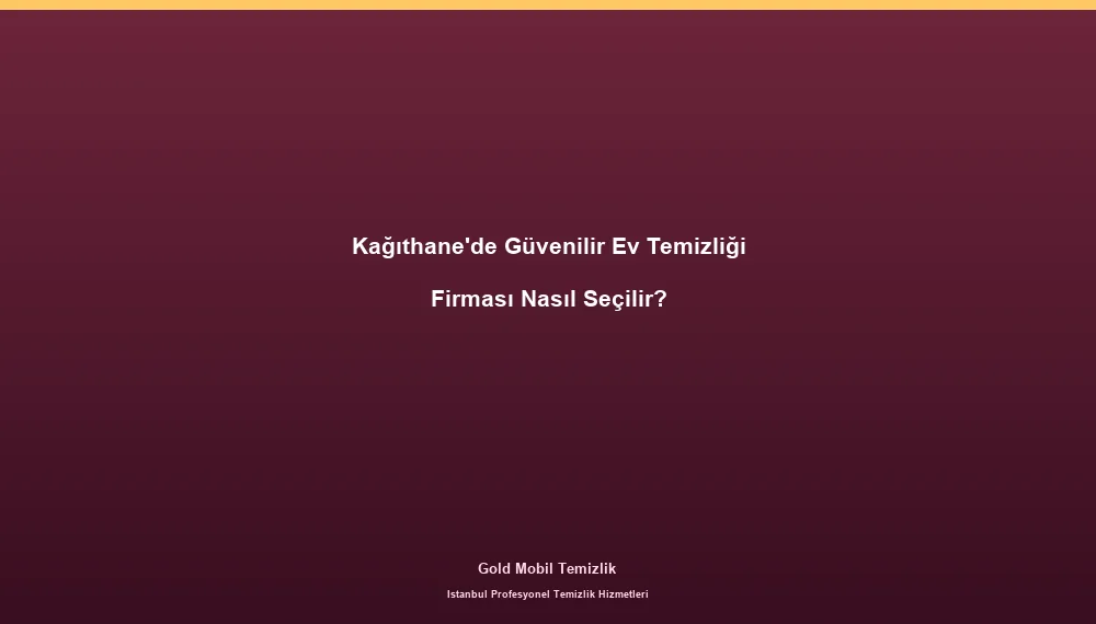 Kağıthane'de Güvenilir Ev Temizliği Firması Nasıl Seçilir?