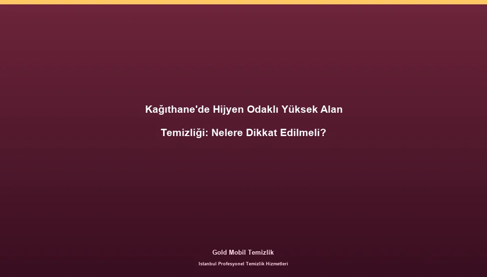 Kağıthane'de Hijyen Odaklı Yüksek Alan Temizliği: Nelere Dikkat Edilmeli?