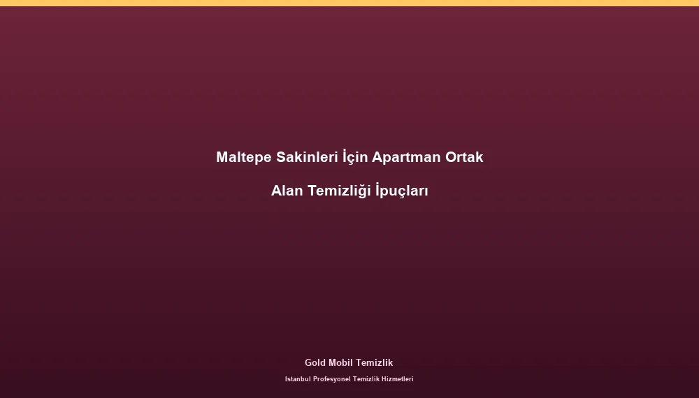 Maltepe Sakinleri İçin Apartman Ortak Alan Temizliği İpuçları