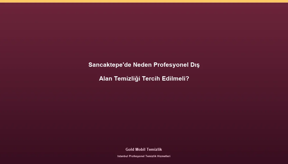 Sancaktepe'de Neden Profesyonel Dış Alan Temizliği Tercih Edilmeli?