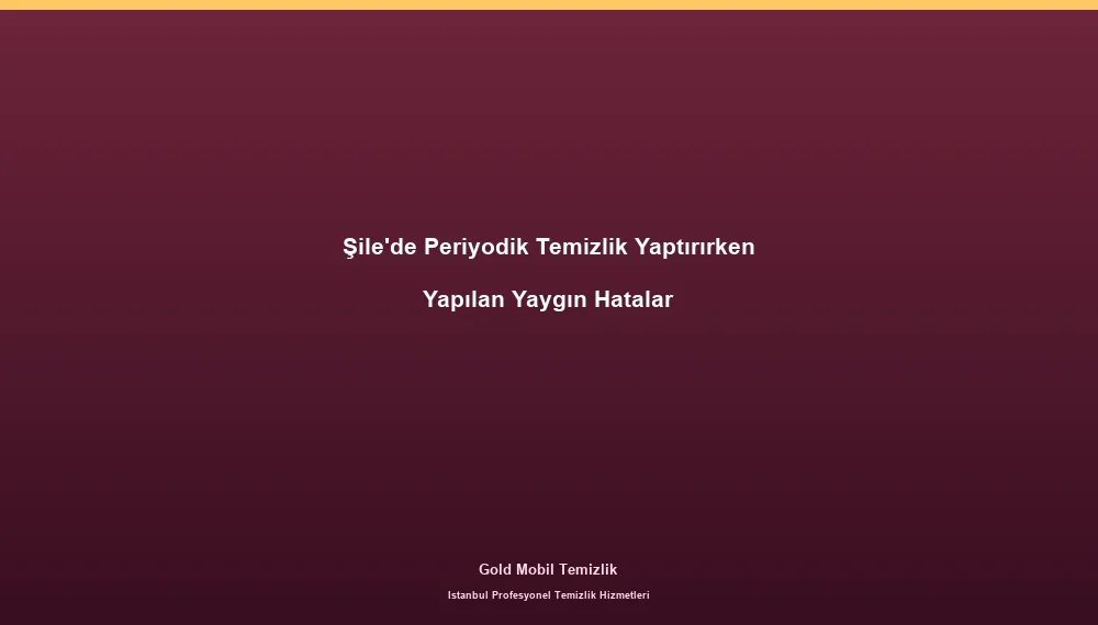 Şile'de Periyodik Temizlik Yaptırırken Yapılan Yaygın Hatalar