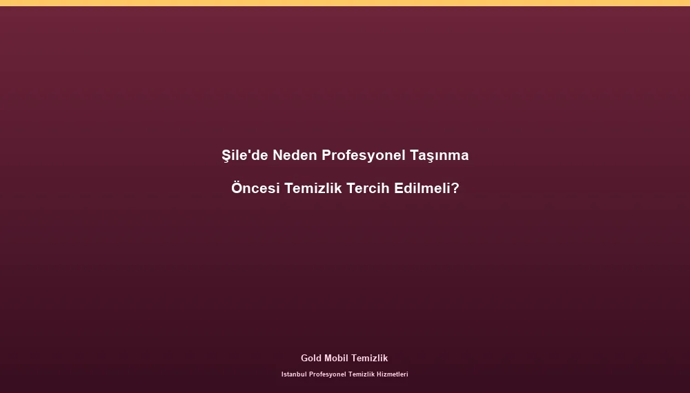 Şile'de Neden Profesyonel Taşınma Öncesi Temizlik Tercih Edilmeli?
