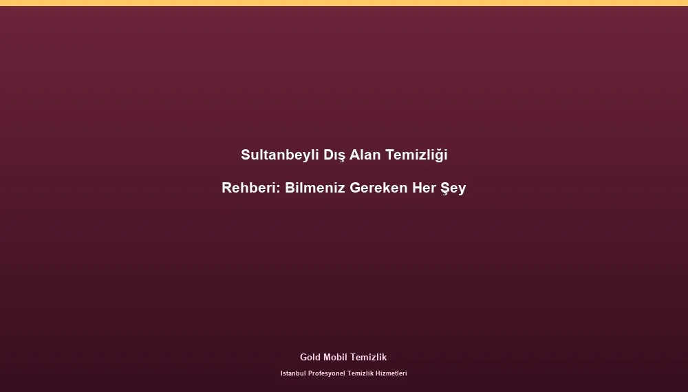 Sultanbeyli Dış Alan Temizliği Rehberi: Bilmeniz Gereken Her Şey