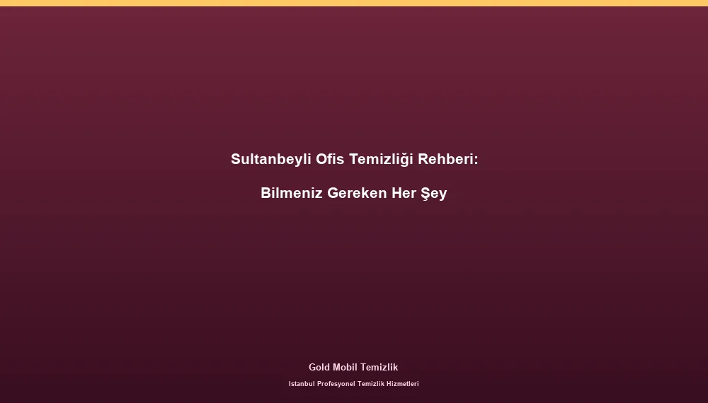 Sultanbeyli Ofis Temizliği Rehberi: Bilmeniz Gereken Her Şey