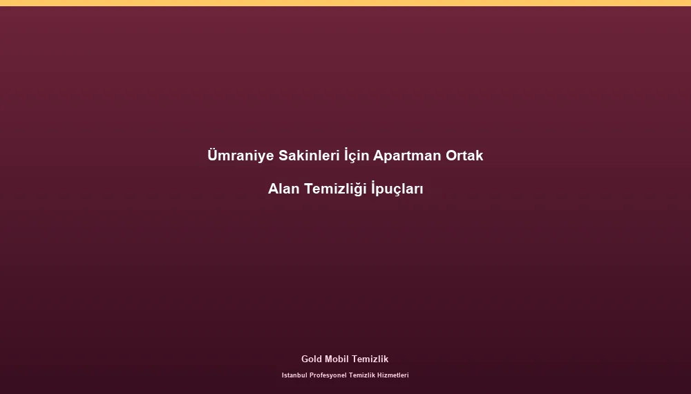 Ümraniye Sakinleri İçin Apartman Ortak Alan Temizliği İpuçları