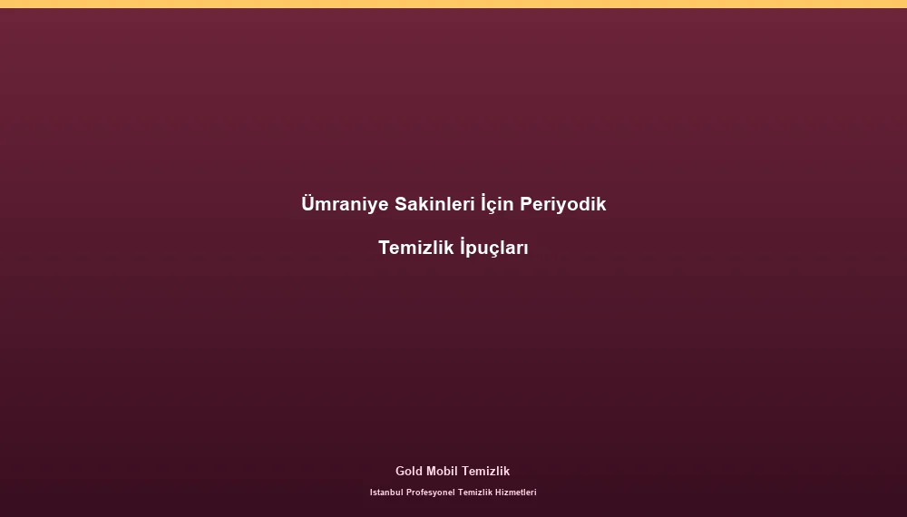 Ümraniye Sakinleri İçin Periyodik Temizlik İpuçları