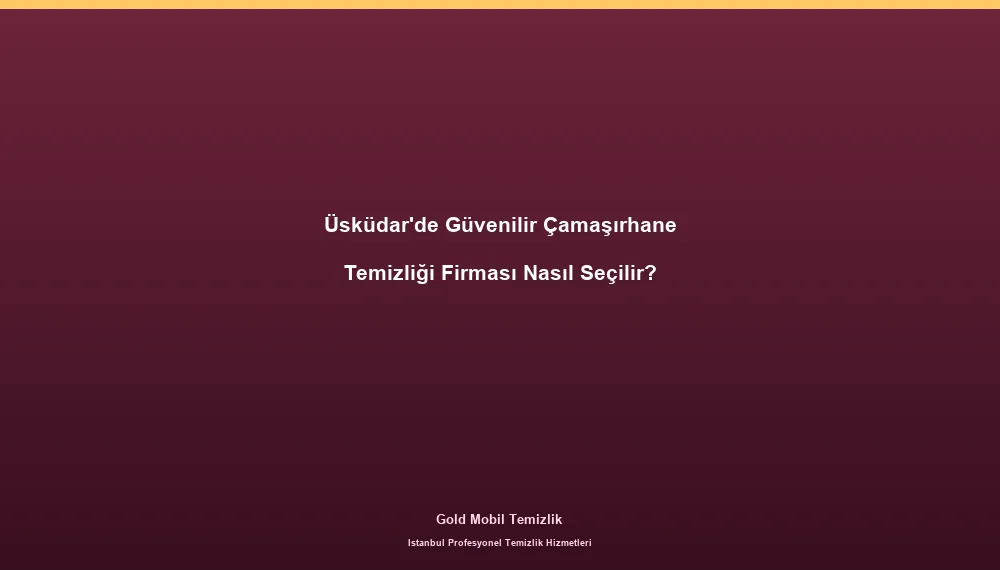 Üsküdar'de Güvenilir Çamaşırhane Temizliği Firması Nasıl Seçilir?