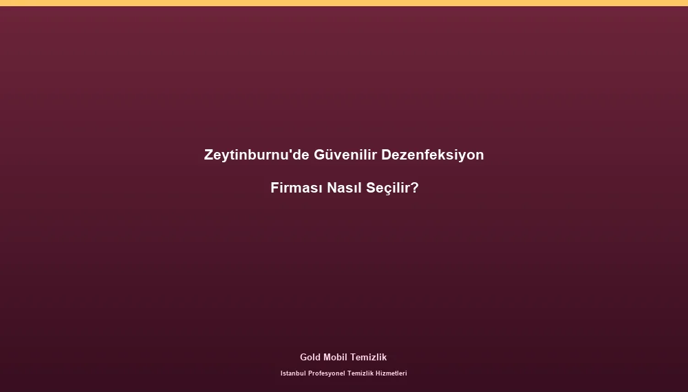 Zeytinburnu'de Güvenilir Dezenfeksiyon Firması Nasıl Seçilir?