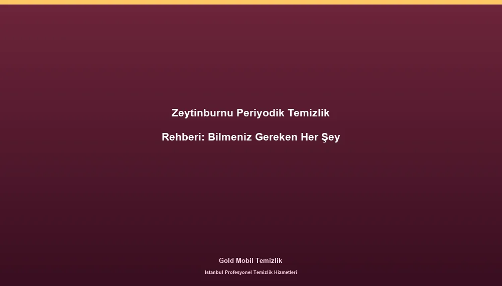 Zeytinburnu Periyodik Temizlik Rehberi: Bilmeniz Gereken Her Şey